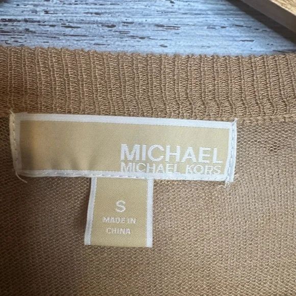 Michael Kors Light Brown Open Front Cardigan - Picture 4 of 6